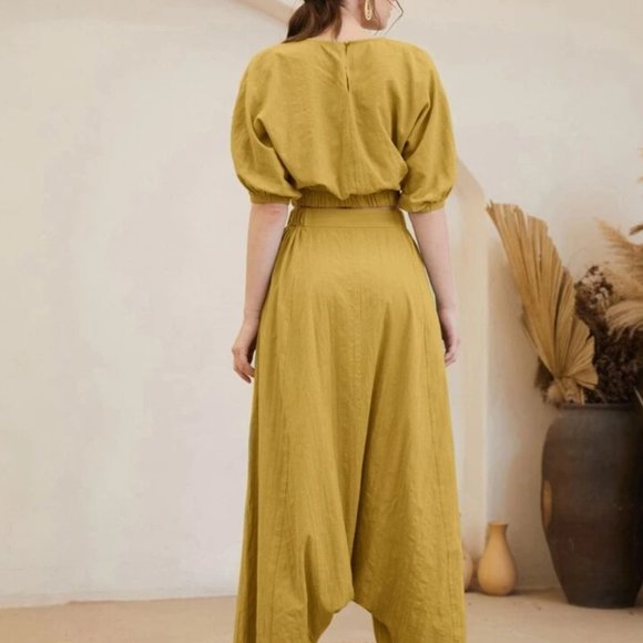 SHEIN puff sleeve top and drop crotch pant set co ord - Picture 4 of 8